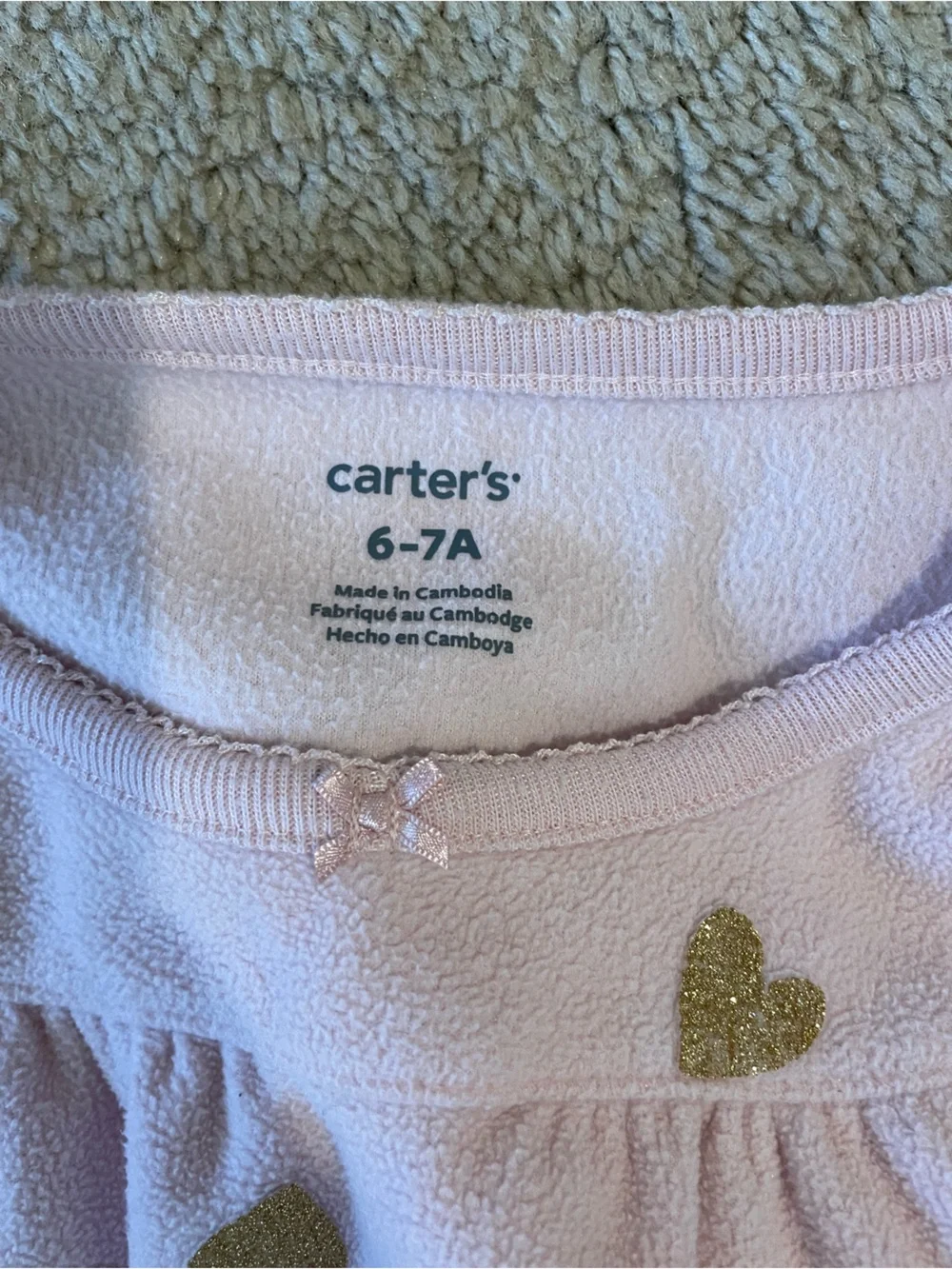Carter's Light Pink Nightgown with Gold Heart Print
